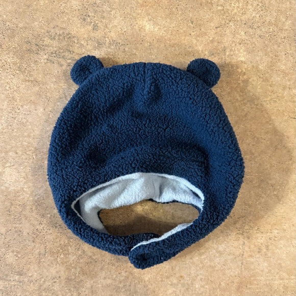 Infant Navy Blue Fleece Bear Ear Hat, Size 0-9M - Picture 4 of 5
